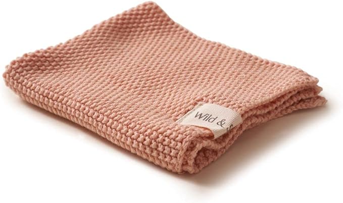 Wild & Stone | Organic Cotton Dish Cloth | Eco-Friendly Kitchen Cloth | Biodegradable & Compostable Cleaning Cloth | Rose