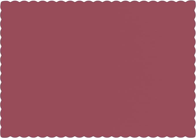 Paper Placemats - Disposable - Scalloped Edge (100, Burgundy)