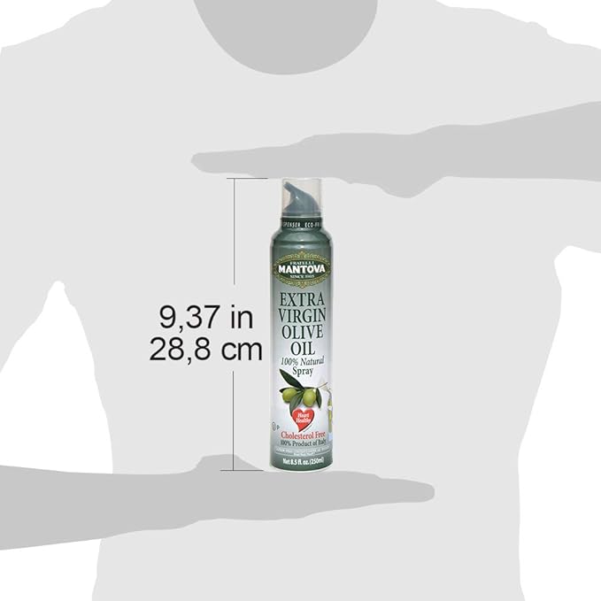 Mantova Extra Virgin Olive Oil Spray 8.5 oz. Spray Bottle - Manage Oil Amount - Great For Salads & Cooking, (Pack of 2)