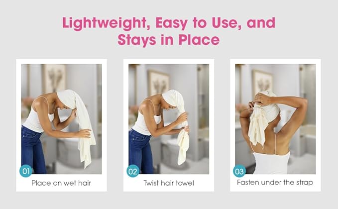 Hair RePear The Ultimate Hair Towel – Generous 29" x 45" Premium Cotton Hair Towel, Anti-Frizz Microfiber Alternative, Reduces Breakage, Gentle Fast Drying, No-Slip Fit, Natural Greige