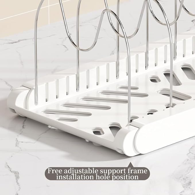Pot Rack -Expandable Pan Organizer for Cabinet,Pot Lid Holder with 10 Adjustable Compartment for Kitchen Cabinet Cookware Baking Frying Rack,Black