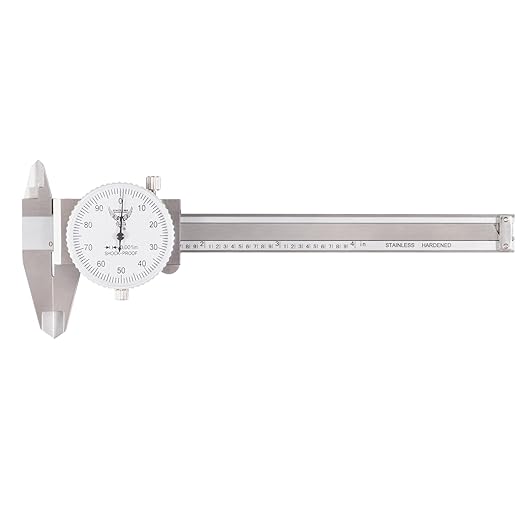 PEC Dial Caliper 0-4 Inch, Stainless Steel Precision Measuring Tool with Shock-Proof Dial, High Accuracy ±0.001"
