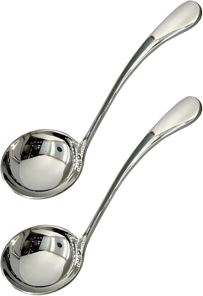 Small ladle,Gravy Ladle,Soup Sauce 18/10 Stainless Steel 7.9‘’ Ladle (2 Pack,Silver).