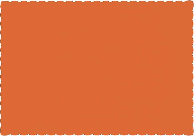 Paper Placemats - Disposable - Scalloped Edge (100, Orange)