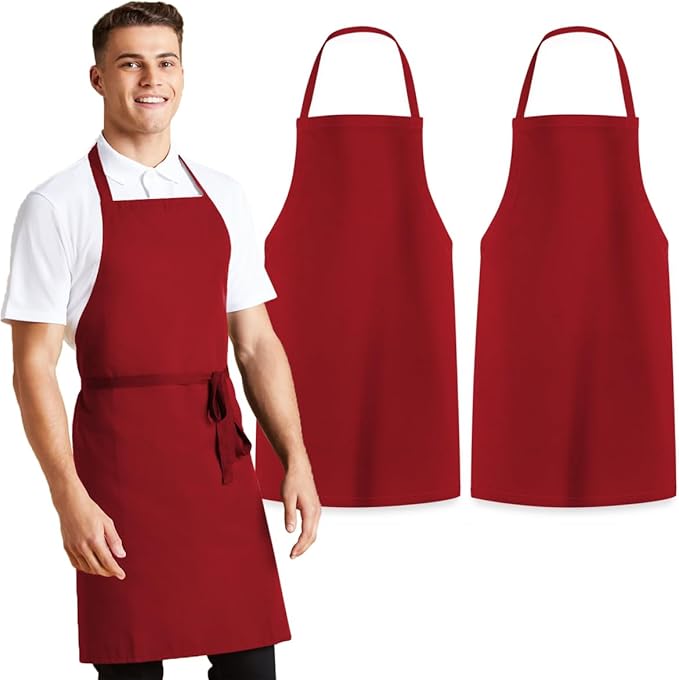 Avalon Kitchen Aprons for Men - 100% Polyester Chef Apron Women with Extra Long Ties - Cooking Aprons for Women & Mens Apron