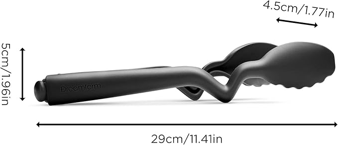 Dreamfarm Clongs Lite Nylon Kitchen Cooking Tongs, Click-Lock Open & Close with Extra Grippy Tips - 10.5" Black