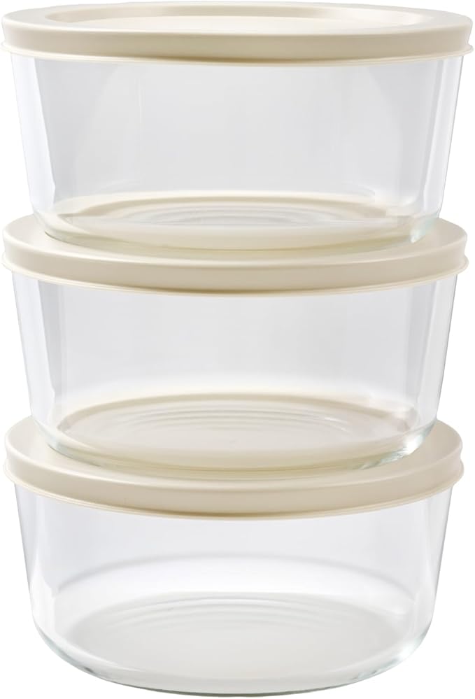 DURA LIVING 6-Piece Glass Food Storage Containers Set (3 Containers + 3 BPA-Free Lids) | 4-Cup, Leakproof | Microwave, Freezer, Oven & Dishwasher Safe | Ideal for Meal Prep & Pantry Organization