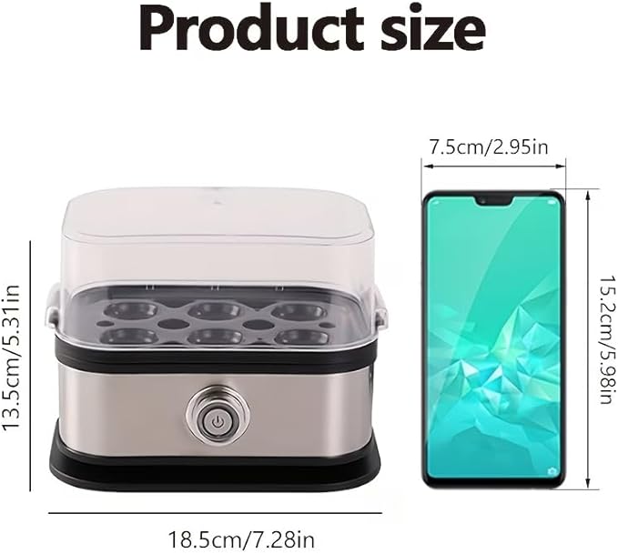 Rapid Egg Cooker Electric 6 Eggs Capacity, Soft, Medium, Hard Boiled, Poacher, Omelet Maker Egg Poacher With Auto Shut-Off, BPA Free