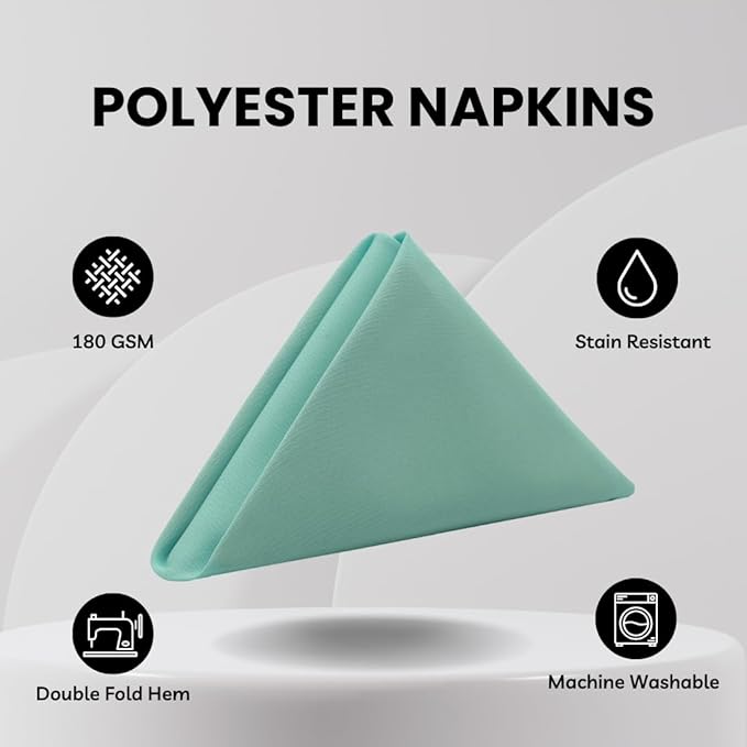 Your Chair Covers Cloth Polyester Napkins, 20 x 20 Inch, Washable Dinner Fabric Linen Napkins with Hemmed Edges for Restaurant, Wedding and Holiday Pack of 10 (Robin Egg)