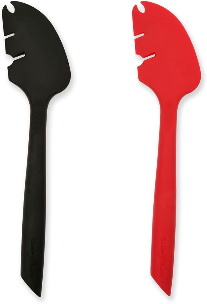 Silicone Spatula ONE Mixer Beater Scraper and Spatula Set, Cherry Red & Black