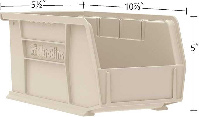 Akro-Mils 30230 AkroBins Plastic Storage Bins, Space-Saving Stackable Bins for Garage, Pantry, Craft Organization, 11" x 5" x 5", Red, 12-Pack