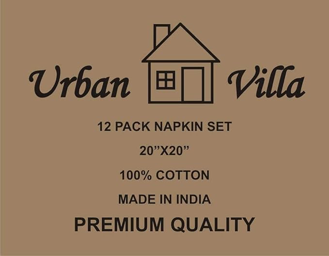 Urban Villa DinnerNapkins Trendy Stripes Cloth Napkins Set of 12 Yellow/White Color Dinner Napkins 20x20 Inches 100% Cotton Dinner Napkins Over Sized Cloth Napkins with Mitered Corners DinnerNapkins