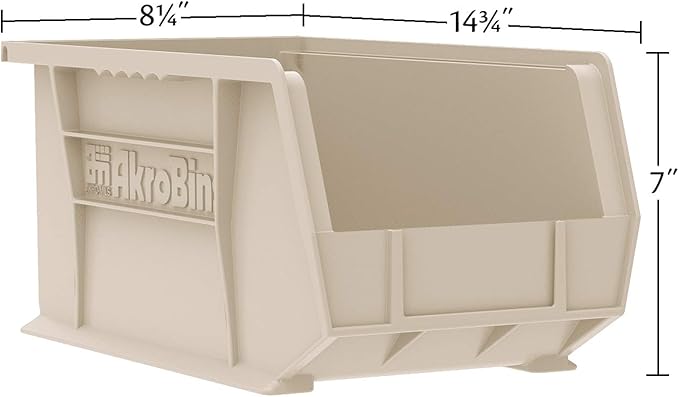 Akro-Mils 30240 AkroBins Plastic Storage Bins, Space-Saving Stackable Bins for Garage, Pantry, Craft Organization, 15-Inch x 8-Inch x 7-Inch, Blue, 12-Pack