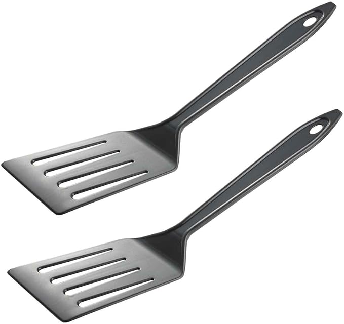 Hutzler 11-inch LOPOL Reinforced Nylon Slotted Spatula Turner, Set of 2 (Gray)