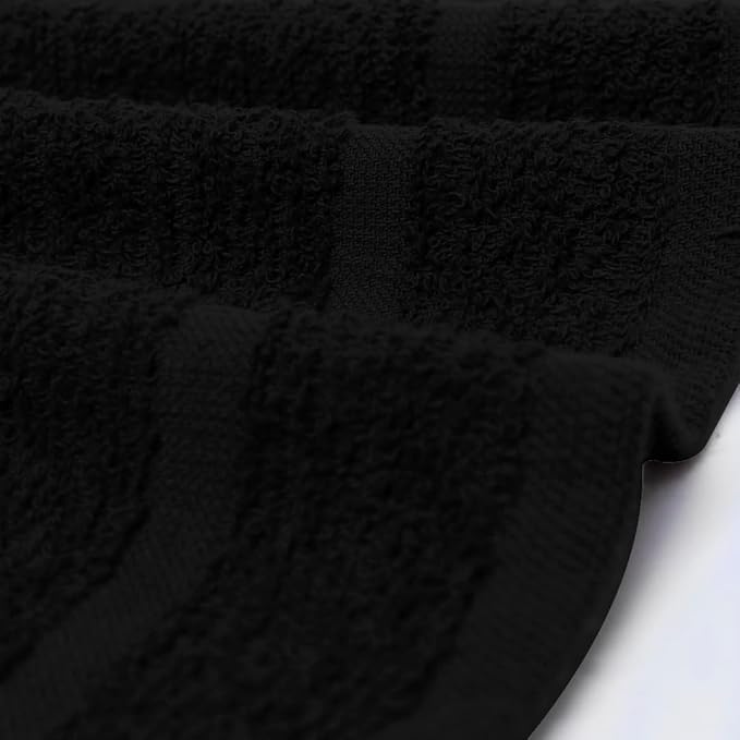 Avalon Towels Cotton Washcloths – (Pack of 36) Size 12x12 Inches, 100% Ring Spun Cotton, Soft & Absorbent Face Towels, Gym Towels, Hotel and Spa Quality, Reusable Fingertip Towels (Black)