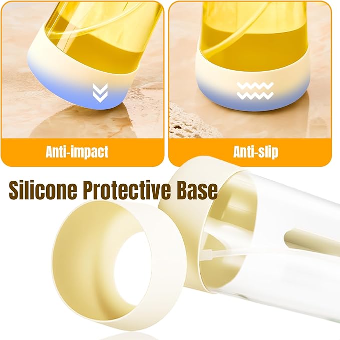 PARACITY 2 in 1 Oil Dipenser Bottle with Silicone Bottom (White-2PCS)