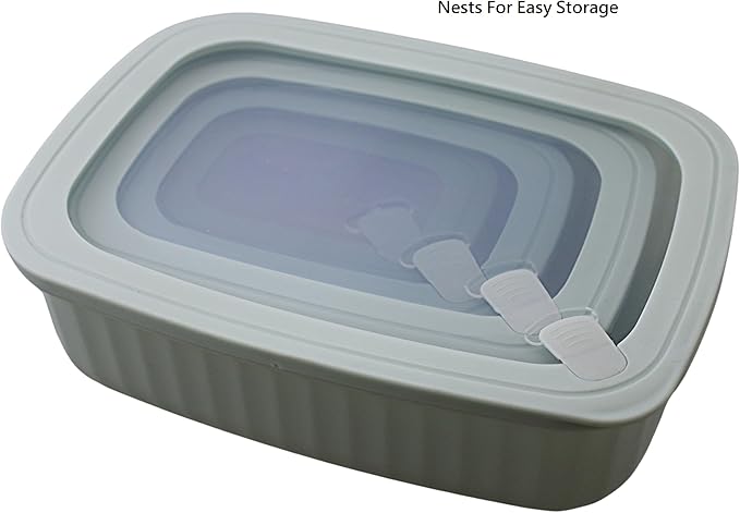 Set of 4 BPA Free Food Storage Containers with Vented Lids Assorted Sizes, Microwave & Freezer Safe, Leftovers, Meal Prep, Fridge Organization Dry Grains Storage by Dependable Industries Inc. (Green)