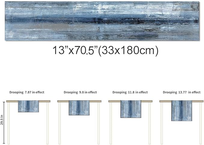 Blue Grey Table Runners Modern Art Farmhouse Linen Table Runners Dresser Scarves Retro Rustic Style for Party Kitchen Dining Table Coffee Holiday Party Decor (Blue Grey, 13"x 71")