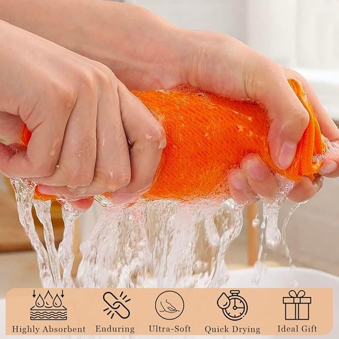 Dish Towels|Kitchen Dish Cloths Two-Sided Waffle Terry|12x12 Inches 100% Cotton Dish Rags Washing Dishes|Super Absorbent Reusable Quick Drying Dish Towels|Spring Easter Basket Decor| 6-Pc Set-Orange
