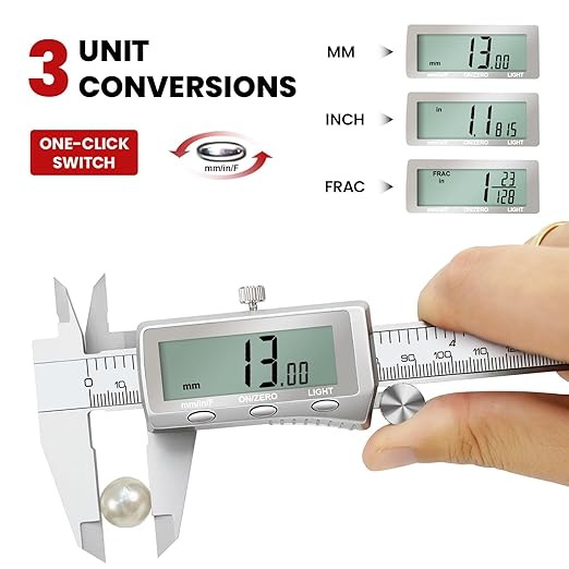 Digital Caliper, Rechargeable Calipers 12 inch with Backlight LCD Screen, All Metal Caliper Measuring Tool with MM/in/F Conversion, Auto Off Micrometer for Jeweler/Woodworking/DIY/Household