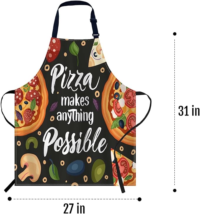oFloral Italian Cheese Pizza, Pizza Makes Anything is Possible Apron Adjustable Bib Chef Aprons Cooking Apron Unisex Women Men Aprons Perfect for Home Kitchen, Baking, Gardening, Restaurant