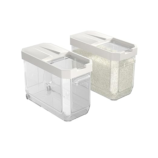 Cetomo 18L*2 Plastic Grains Storage Container, Storage Boxes for Cereal, Rice, Pasta, Beans, Soybean, Storage Containers for Home Kitchen, 18L / 14KG (2 Pack)
