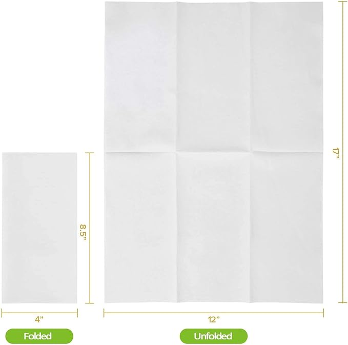 FOCUSLINE 100 Disposable Bathroom Napkins, Linen-Feel Paper Guest Towels, Soft and Absorbent Paper Hand Towels Party Napkins for Bathroom, Kitchen, Dinner, or Event, White, 12" x 17"