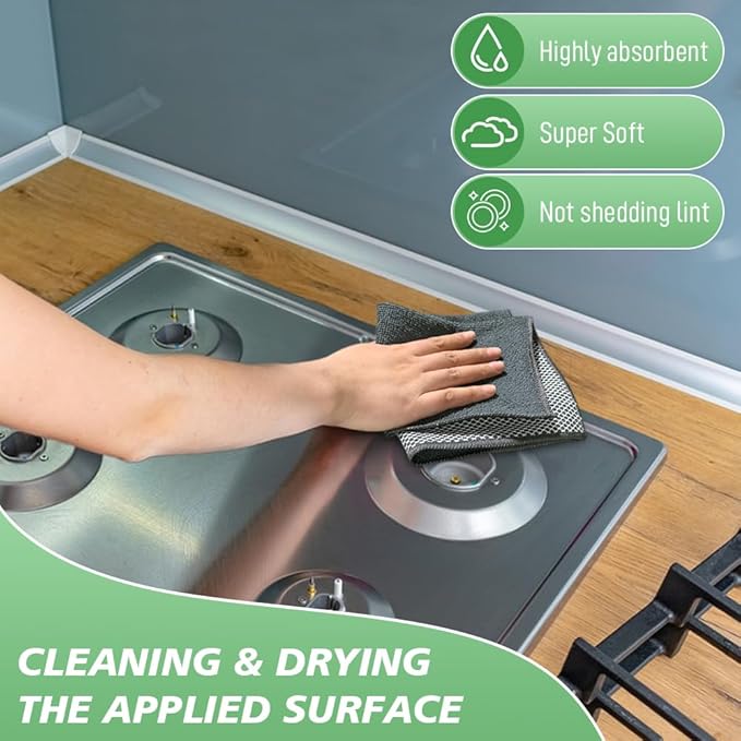 SINLAND Microfiber Dish Cloths Wash Clothes for Kitchen Best Kitchen Cloths Cleaning Cloth Poly Scour Side 12"x12" (5Pack, Dark Grey)