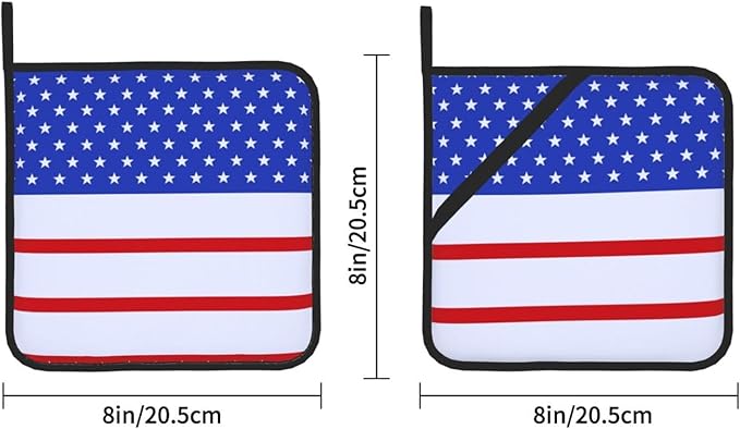 2Pcs Memorial Flag Pot Holders for Kitchen Clearance Heat Resistant Hot Pads for Cooking Baking Grilling