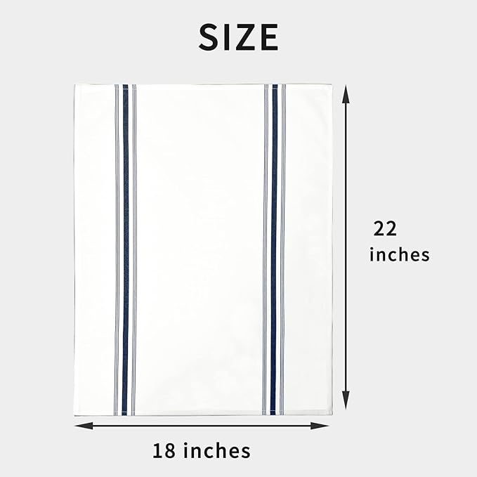Bistro Restaurant Stripe Cloth Napkins Set of 12 Pack, Commercial Quality 18 x 22 Inches, MJS Linen Dinner Napkins Cloth Washable, Non-Iron, No Fade, Soil Release, Navy Blue Stripes