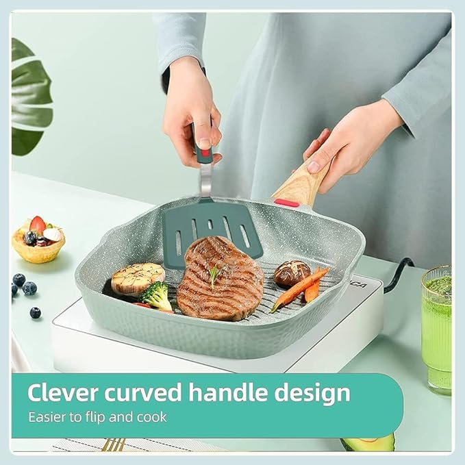 Silicone Spatula Turner, Omelette Egg Spatula Heat Resistant, Extra Wide Slotted Spatula for Cooking, Pancake Fish Spatulas Flipper for Nonstick Cookware Pan 600°F for Kitchen Use (Green)