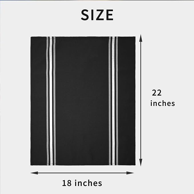 Cloth Napkins, 12 Pack - Commercial Quality 18 x 22 Inches, MJS Linen, Striped, Black White, Solution Dyed, Soil Release, Restaurant, Hotel, Wedding, Party