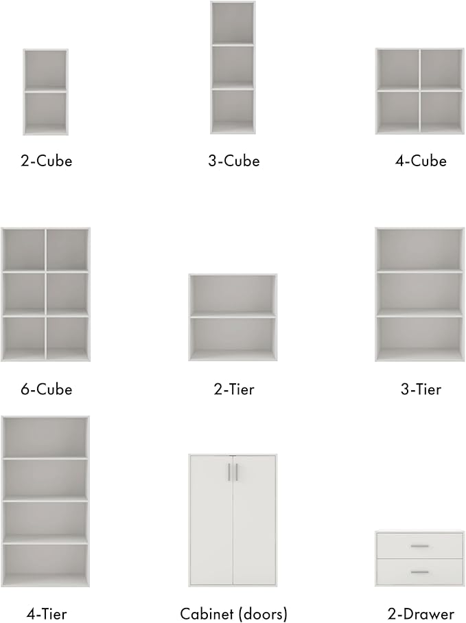 Homes: Inside + Out Apexa 2-Drawer Wooden Stackable Storage Drawers, Small Food Pantry Cabinet, Cajonera De Madera, Underbed Drawer Dorm Teen Room Decor & Bedroom, Home Office, Kitchen, White
