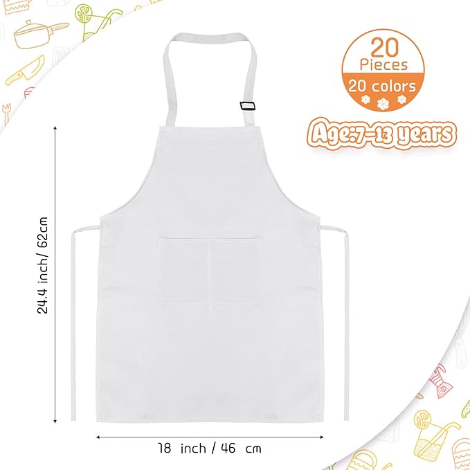 Handepo 40 Pcs Apron Chef Hat Set Aprons Chef 's Bib Apron Hats Bulk for Cooking Painting 7-13 Years