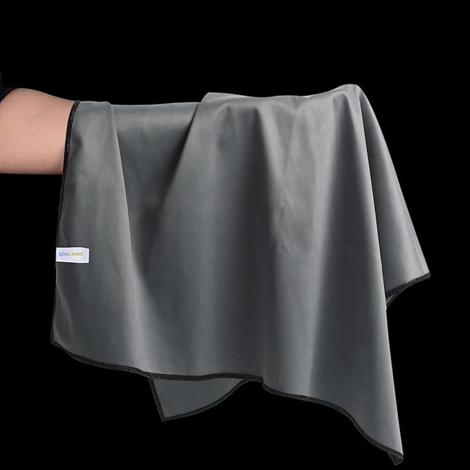 SINLAND Microfiber Glass Polishing Cloths Large Size Thick Lintless Drying Towels for Wine Glasses Stemware Dishes Stainless Appliances 20 Inch X 25 Inch Pack of 2 Dark Grey