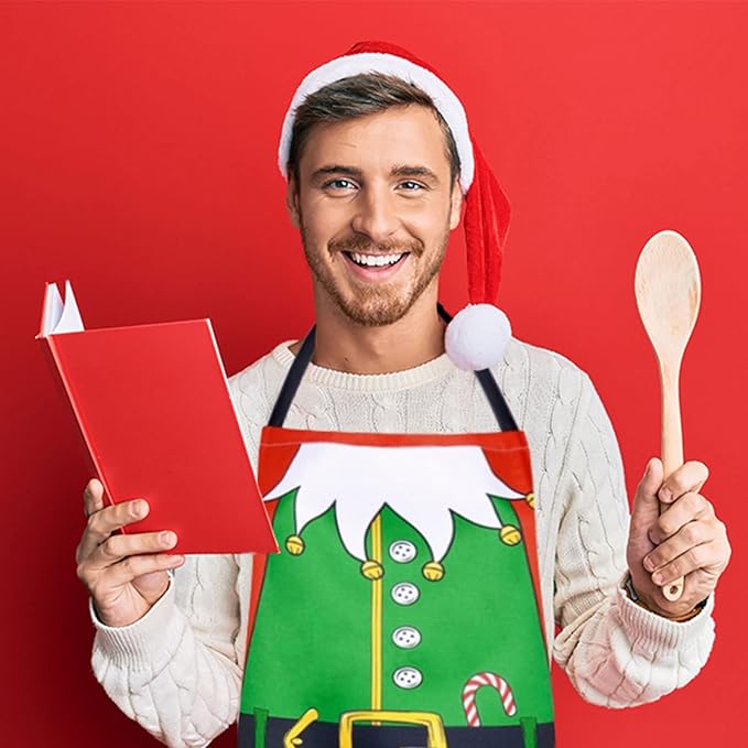 RosieLily Christmas Apron for Women - Elf, Santa, Holiday, Cute, Kitchen, Cooking, Gardening, Grilling, BBQ, Adult, Xmas, Fun, Claus Red Christmas Gifts