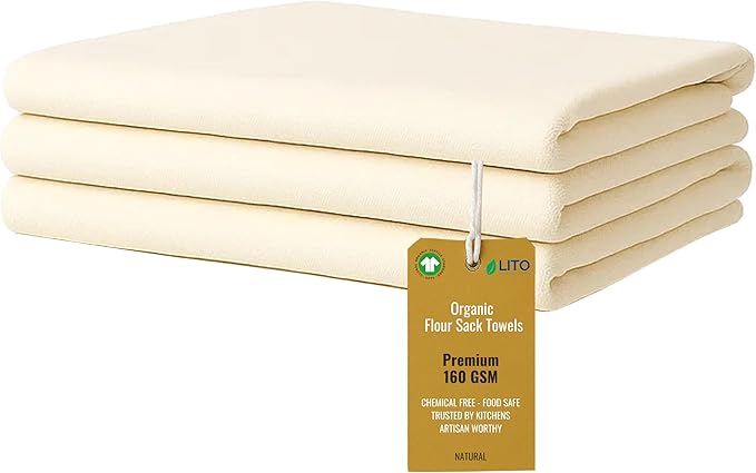 Flour Sack Towels | Tea Towel for Crafts| Kitchen Dish Cotton Blank Towel for Embroidery| Baking Bread Proofing Linen Cover| Super Absorbent Quick Dry| 3 Pack 18"x 28" White