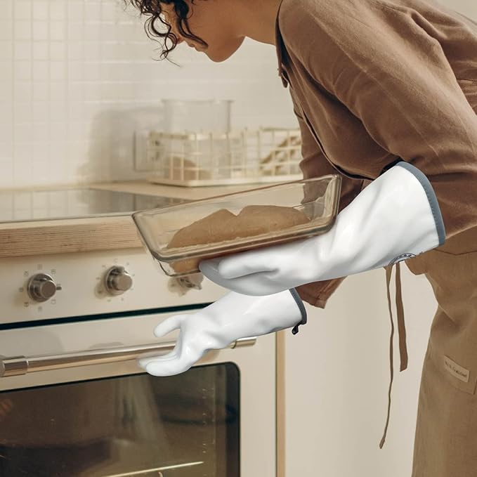 Silicone Oven Gloves, Heat Resistant Oven Gloves with Fingers, Kitchen Oven Mitts Smoker Barbecue Gloves for Baking, Grilling, Cooking, Food Grade, Waterproof (9)