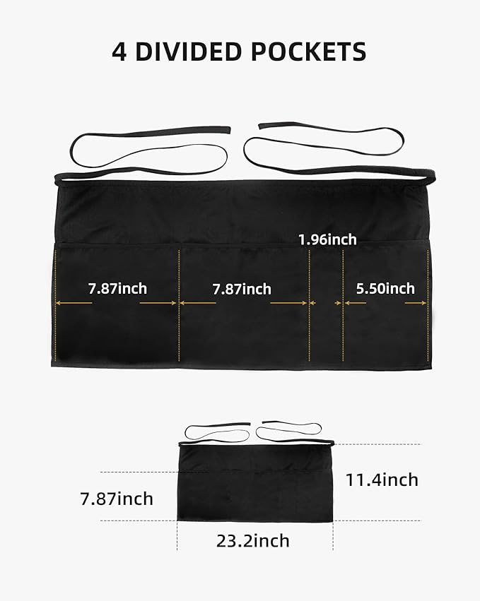 Xeoxarel Aprons with 4 Pockets (Available in 3 Pack / 7 Pack) 23.5'' X 11.5''