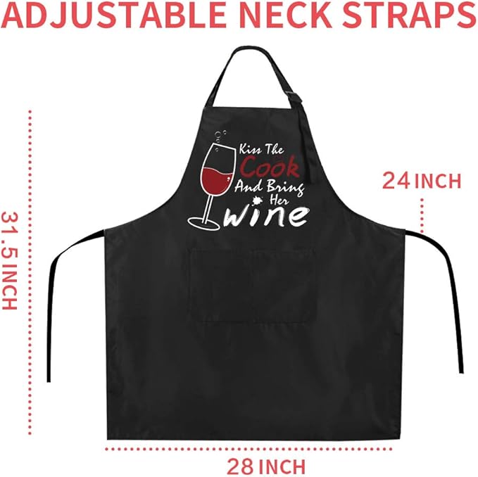 ZOORON Funny Black Chef Aprons for Men Adjustable BBQ Grill Kitchen Cooking Aprons with Pockets, Grill Accessories