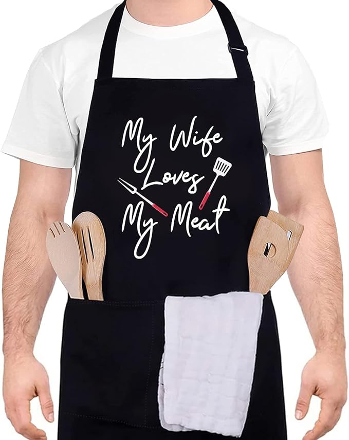 Funny apron for men Adjustable Waterproof with Pockets for Cooking Baking BBQ Gift Apron for Day, Birthday Gifts