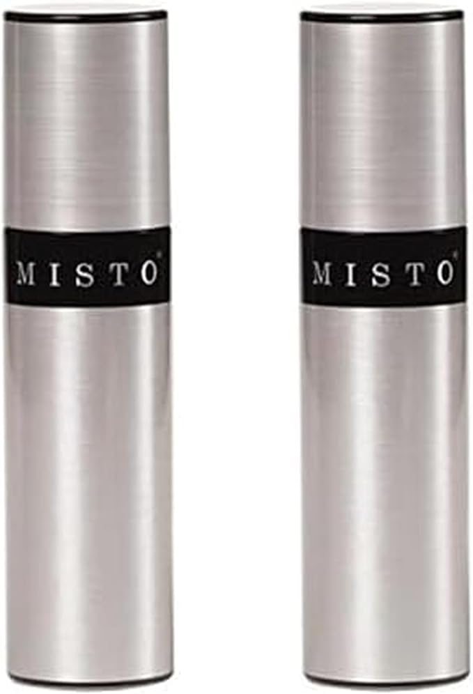 Misto Aluminum Oil Sprayer, Set of 2, Versatile Refillable Aerosol Sprayers for Olive Oil, Vinegar, Lemon Juice, Dressings, and More, Ideal for Cooking, BBQ, and Air Fryers