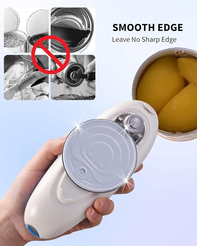CIRCLE JOY Electric Can Opener, One-Touch Automatic Can Opening with Smooth Edges, Food Safety Handheld Battery-Operated Can Opener for Kitchen and Seniors, Blue