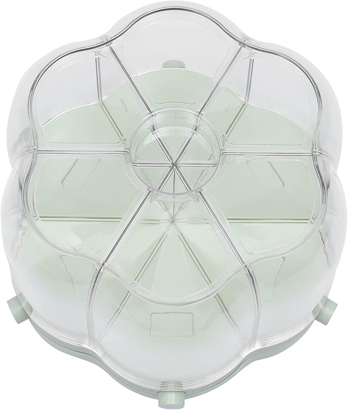 360° Rotating Grain Dispenser With 6 Grids, 13.2lbs Large Capacity Grain Dispenser Rotating Kitchen Storage Containers With Sealed Lid For Peanut Barley Millet And Cereal (Matcha green, 17.6 lbs)
