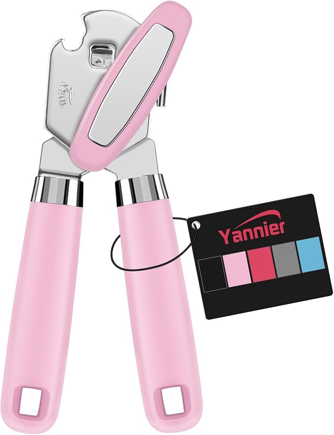 Multifunctional Heavy Duty Can Opener Manual Smooth Edge Can Opener and Bottle Openers with Magnet Durable Sharp Cutting Blade Comfortable Handle Big Effort-Saving Knob Kitchen Tool