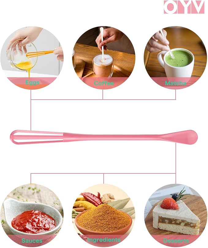 OYV Fresh Spring & Summer Colors Mini Whisk Set, 8.5 in Mini Whisks for Cooking, 3 Pieces Small Wisk For Whisking, Beating, Blending Ingredients, Mixing Sauces, BPA Free Tiny Whisk