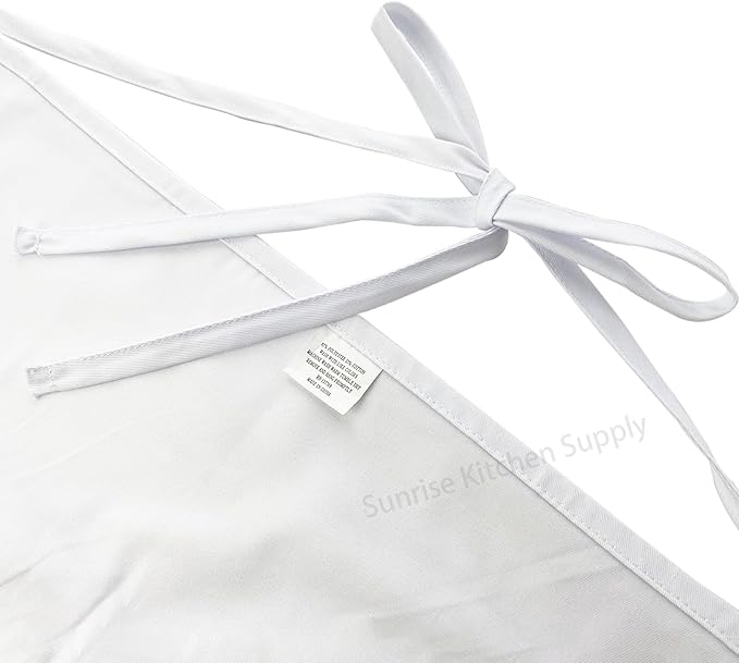 SUNRISE Kitchen Supply White Half Bistro Apron, 19" L By 27" W