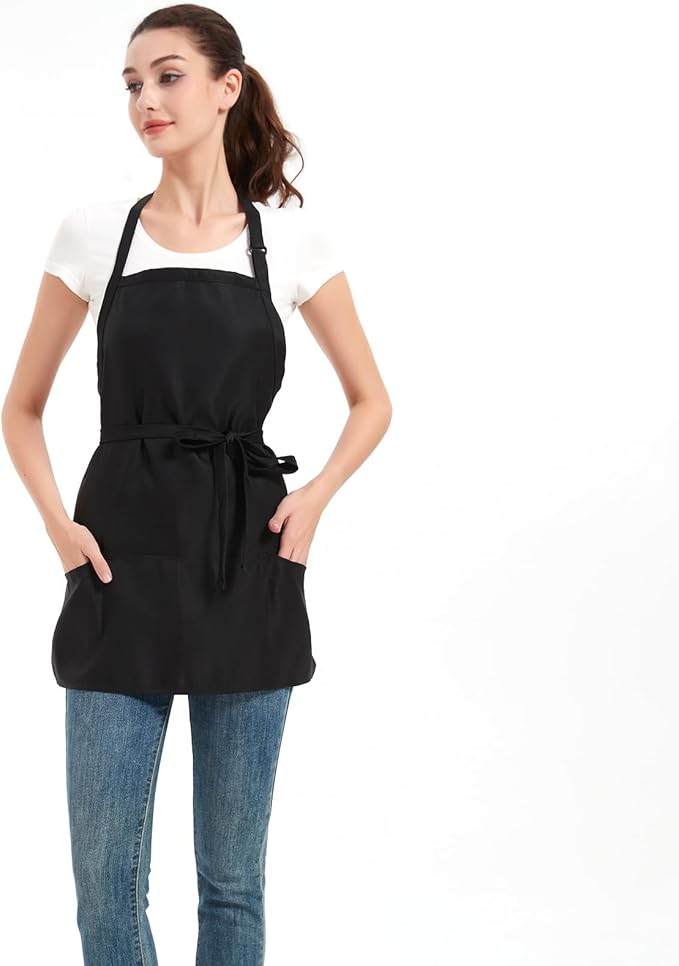 Short Aprons for Women with 3 Pockets，Waterproof Chef Apron for Cooking, Men Kitchen Apron for Grilling Bbq