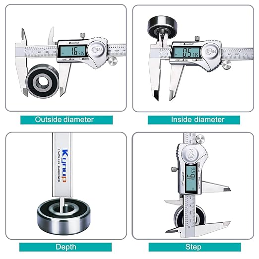Kynup Digital Caliper, 8 Inch Caliper Measuring Tool with Stainless Steel, IP54 Splash Proof Protection Design, Easy Switch from Inch Metric Fraction, Large LCD Screen (200mm)