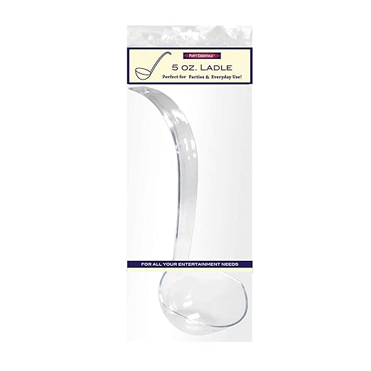 Party Essentials N512 Hard Plastic Hangable Ladles, 5 oz, Clear (Pack of 12)